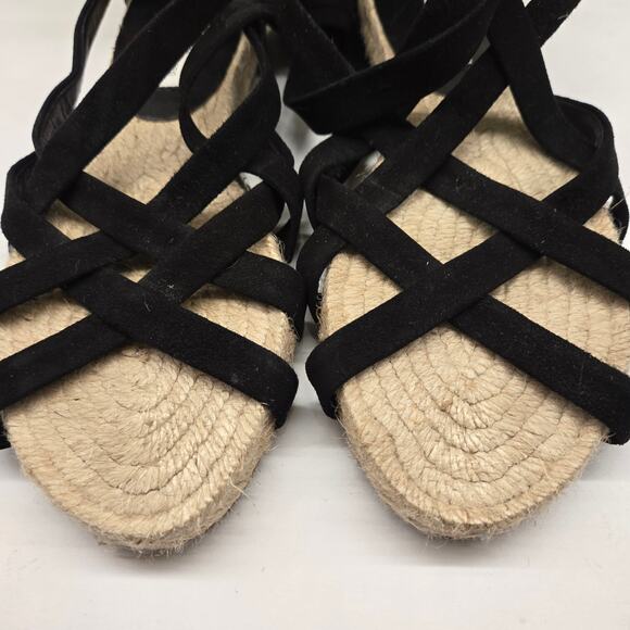 Diane von Furstenberg Bastia Black Suede LaceUp Gladiator Espadrilles EU 37 US 7 - Picture 3 of 8